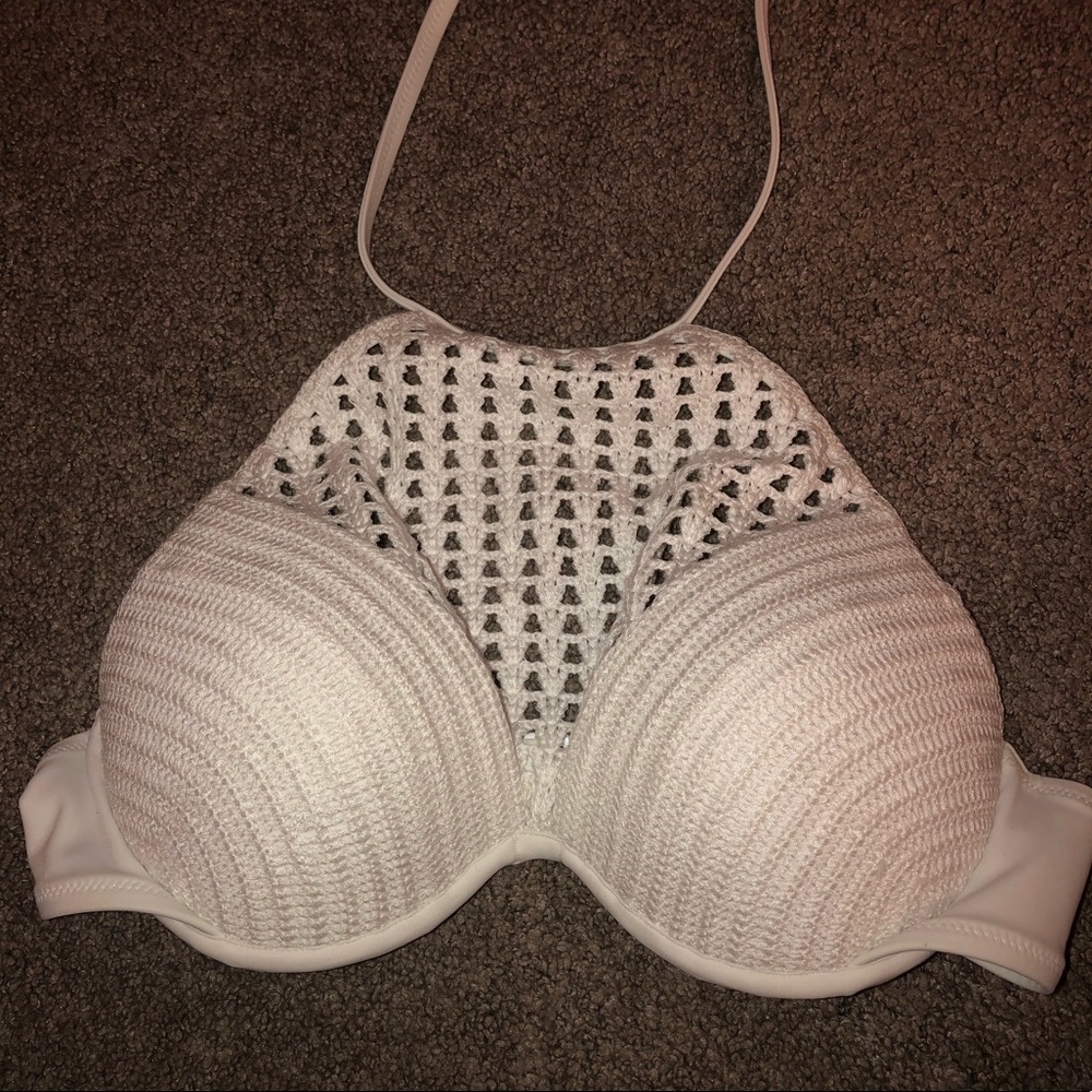 Shade & Shore white crochet halter bikini top